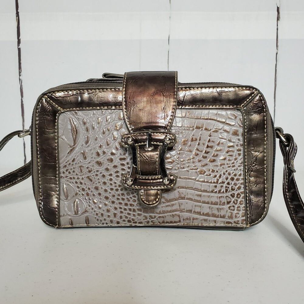 Marc Chantal Faux Snakeskin Embossed Patent Leather Organizer Crossbody Bag - Picture 14 of 14